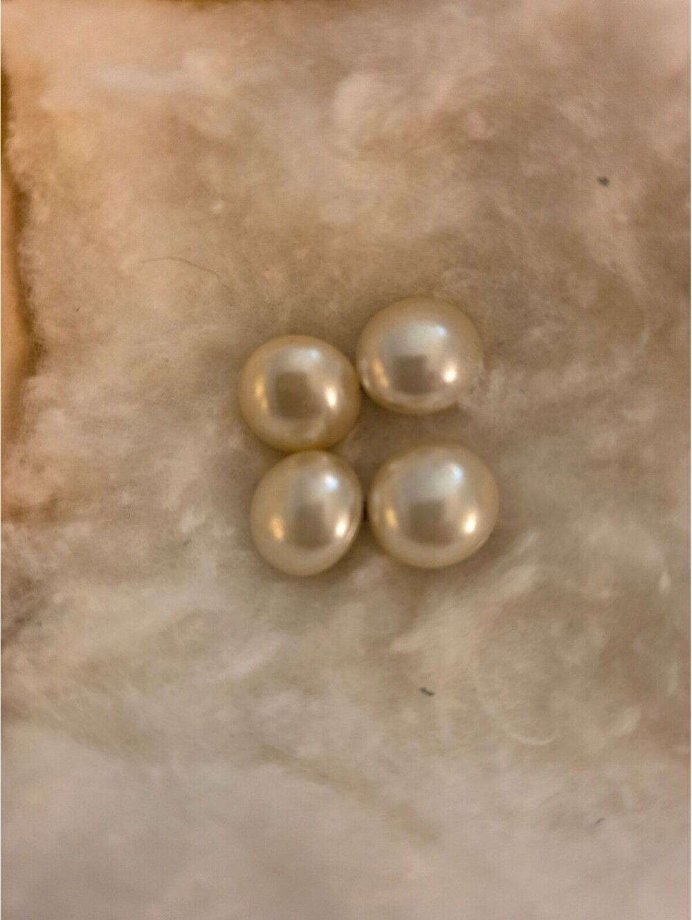 Set of 4 Vintage Faux Pearl Buttons with Loop Back